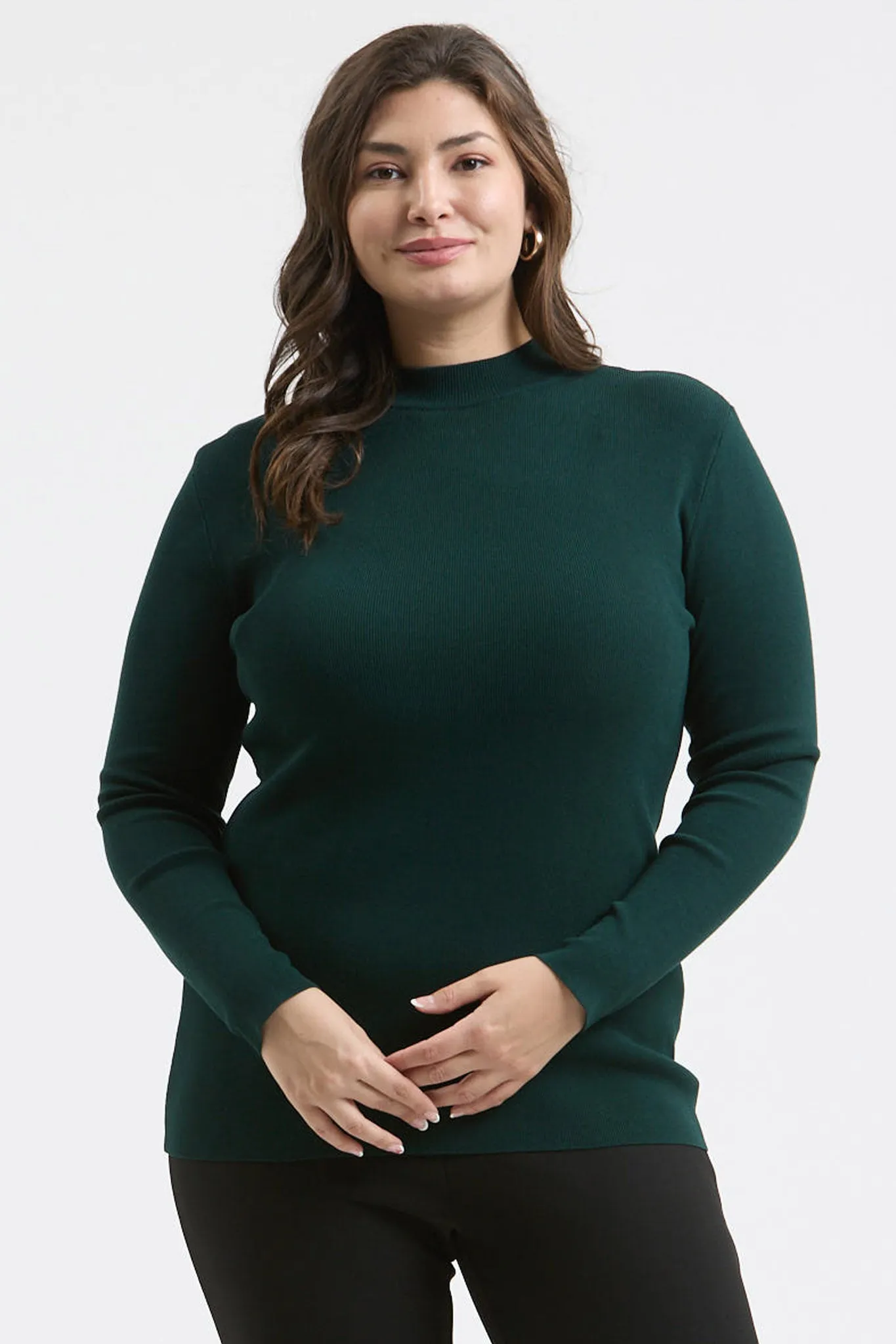 PLUS MOCK NECK LONG SLEEVE SWEATER KNIT TOP