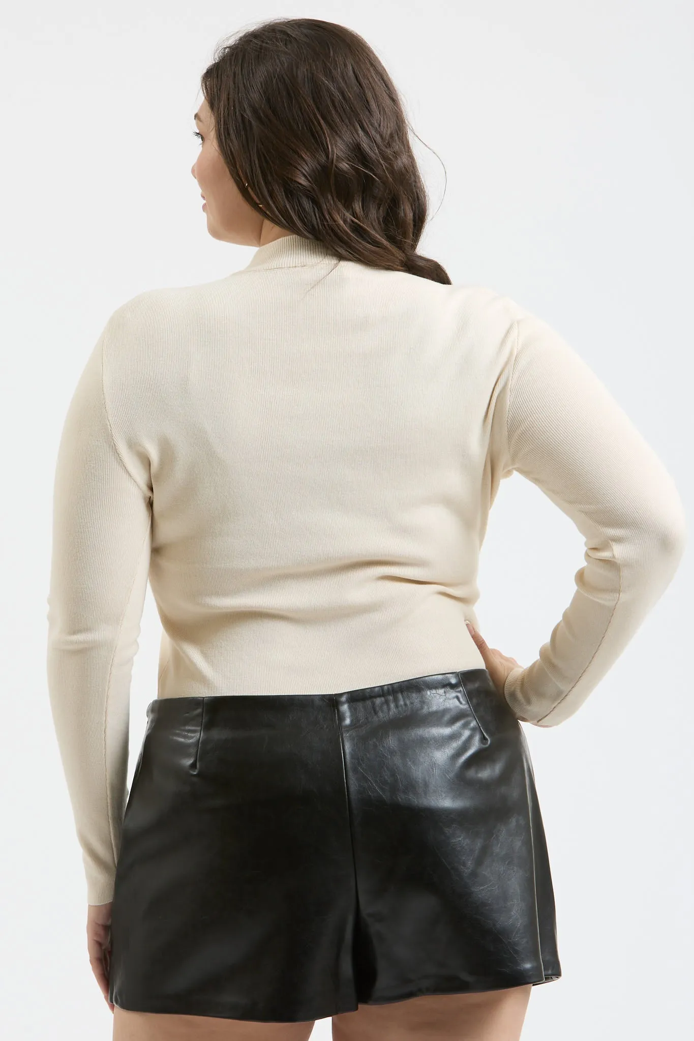 PLUS MOCK NECK LONG SLEEVE SWEATER KNIT TOP