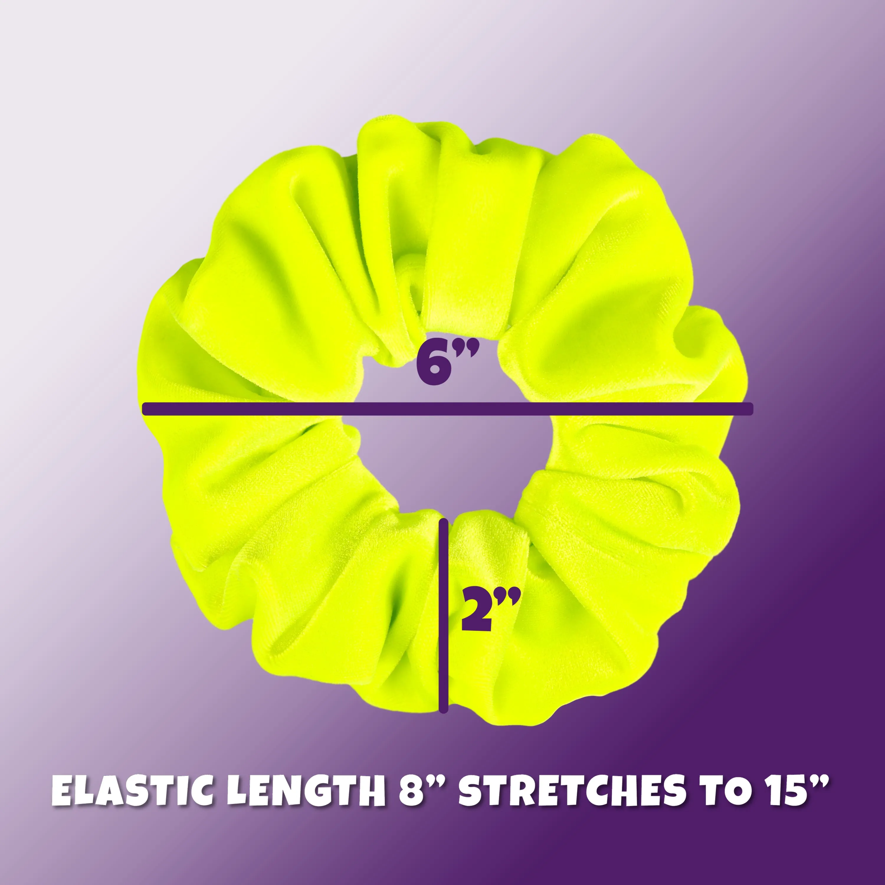 Plush Velvet Scrunchie Available in 3 Sizes Made in the USA Neon Yellow