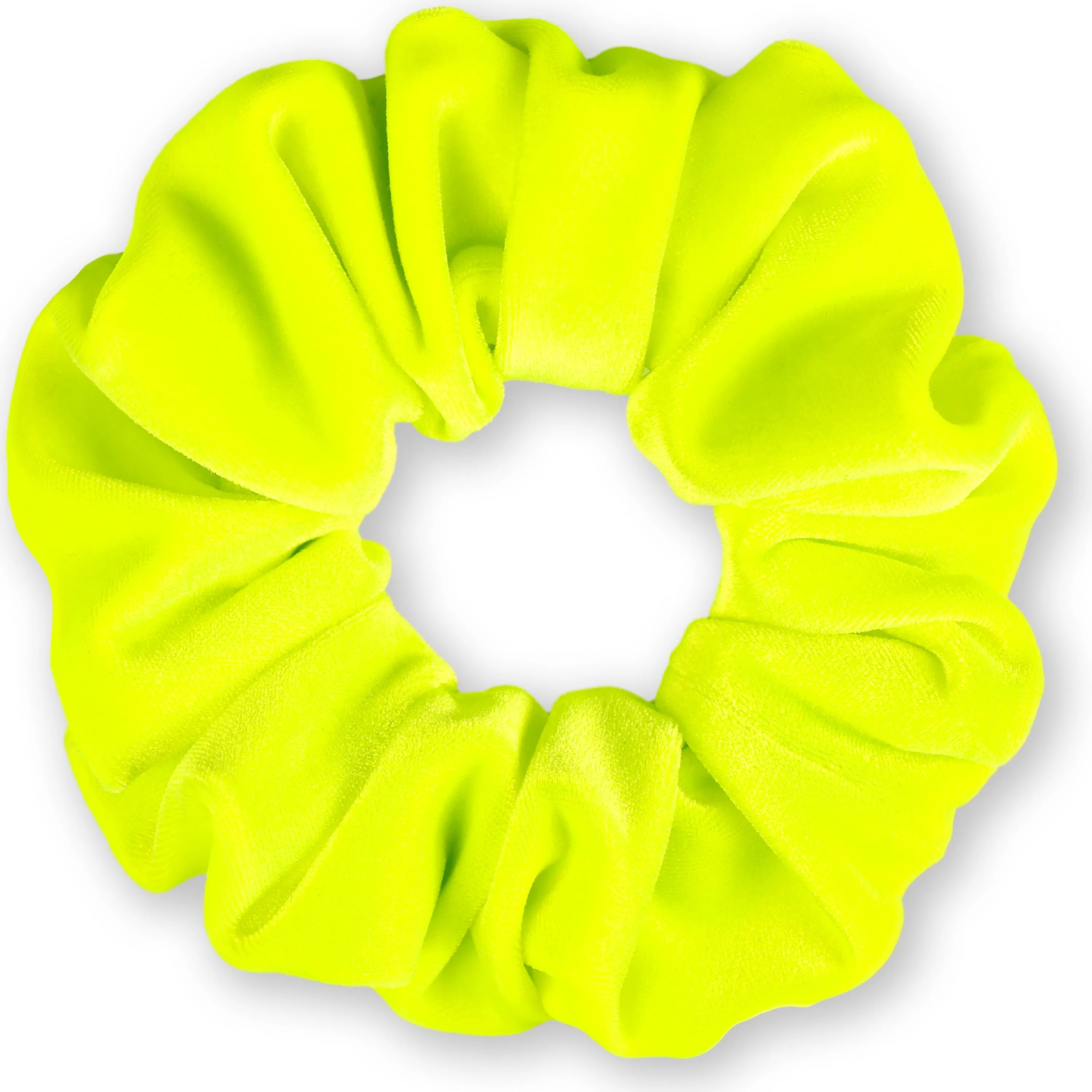 Plush Velvet Scrunchie Available in 3 Sizes Made in the USA Neon Yellow