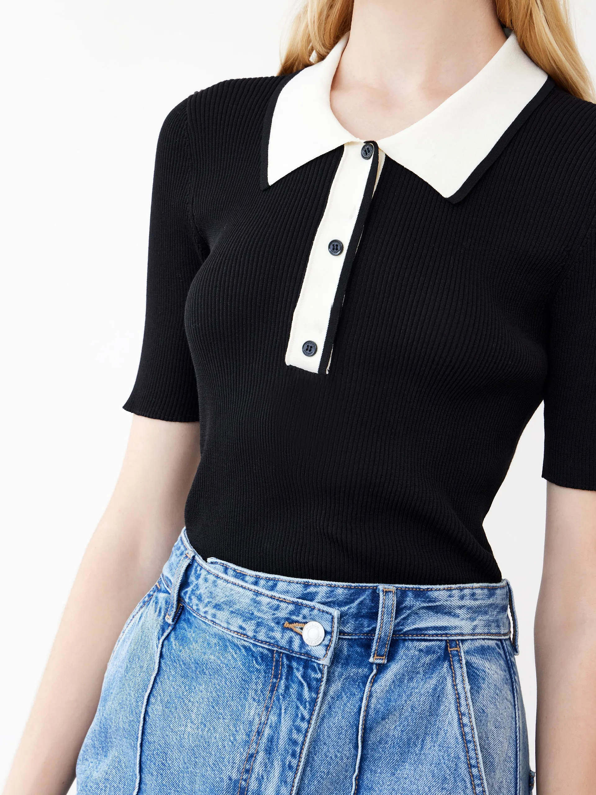 Polo Style Knit Top
