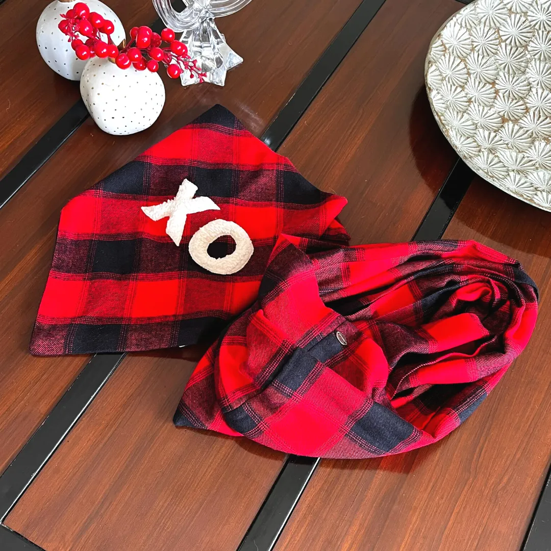 PoochMate Valentine Red Tartan Dog & Mom Twinning Set