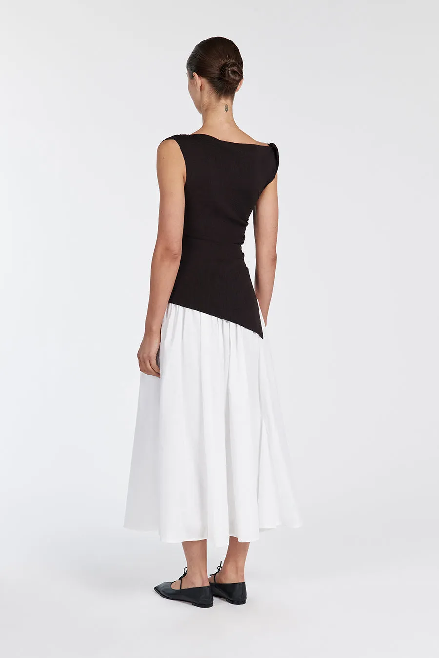 POPPY BITTER CHOC ASYM LONGLINE TOP