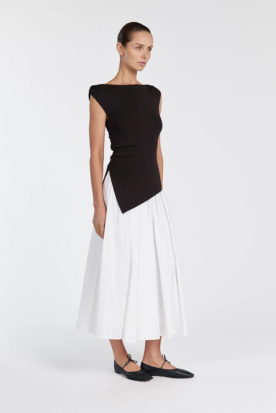 POPPY BITTER CHOC ASYM LONGLINE TOP