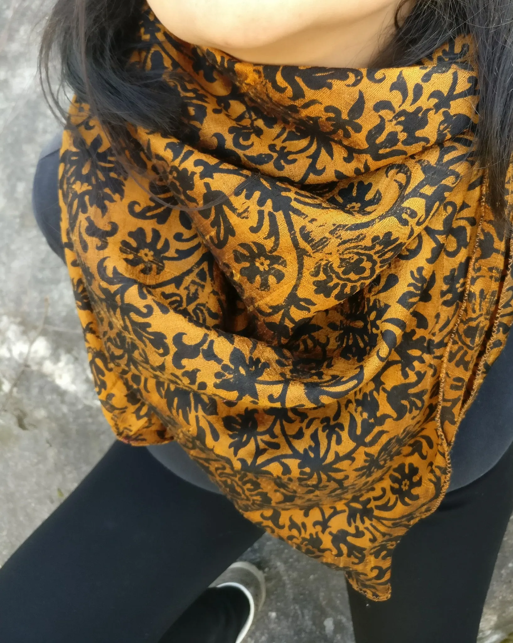 Pure Raw Silk Scarf in Royal Bronze