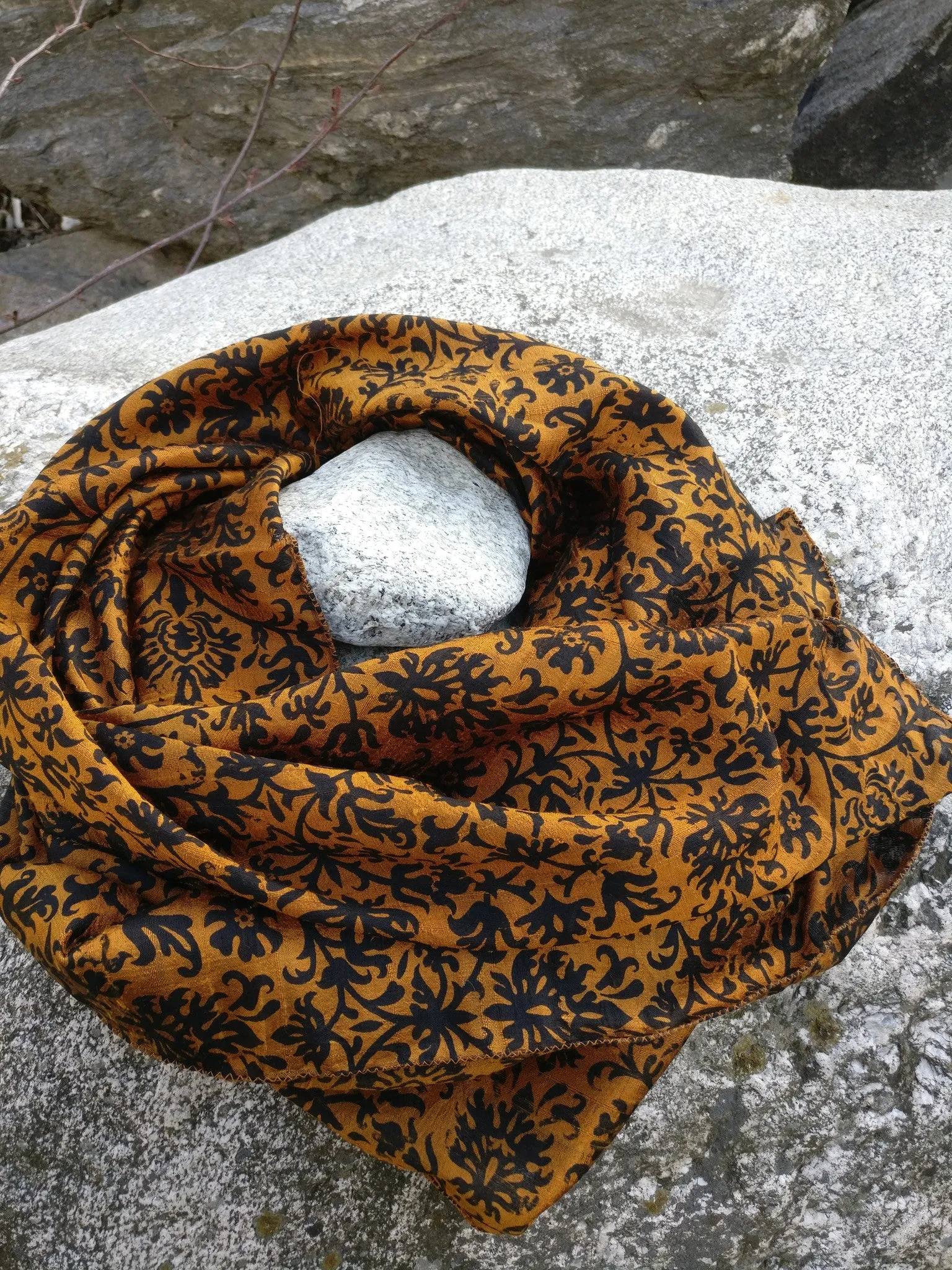 Pure Raw Silk Scarf in Royal Bronze