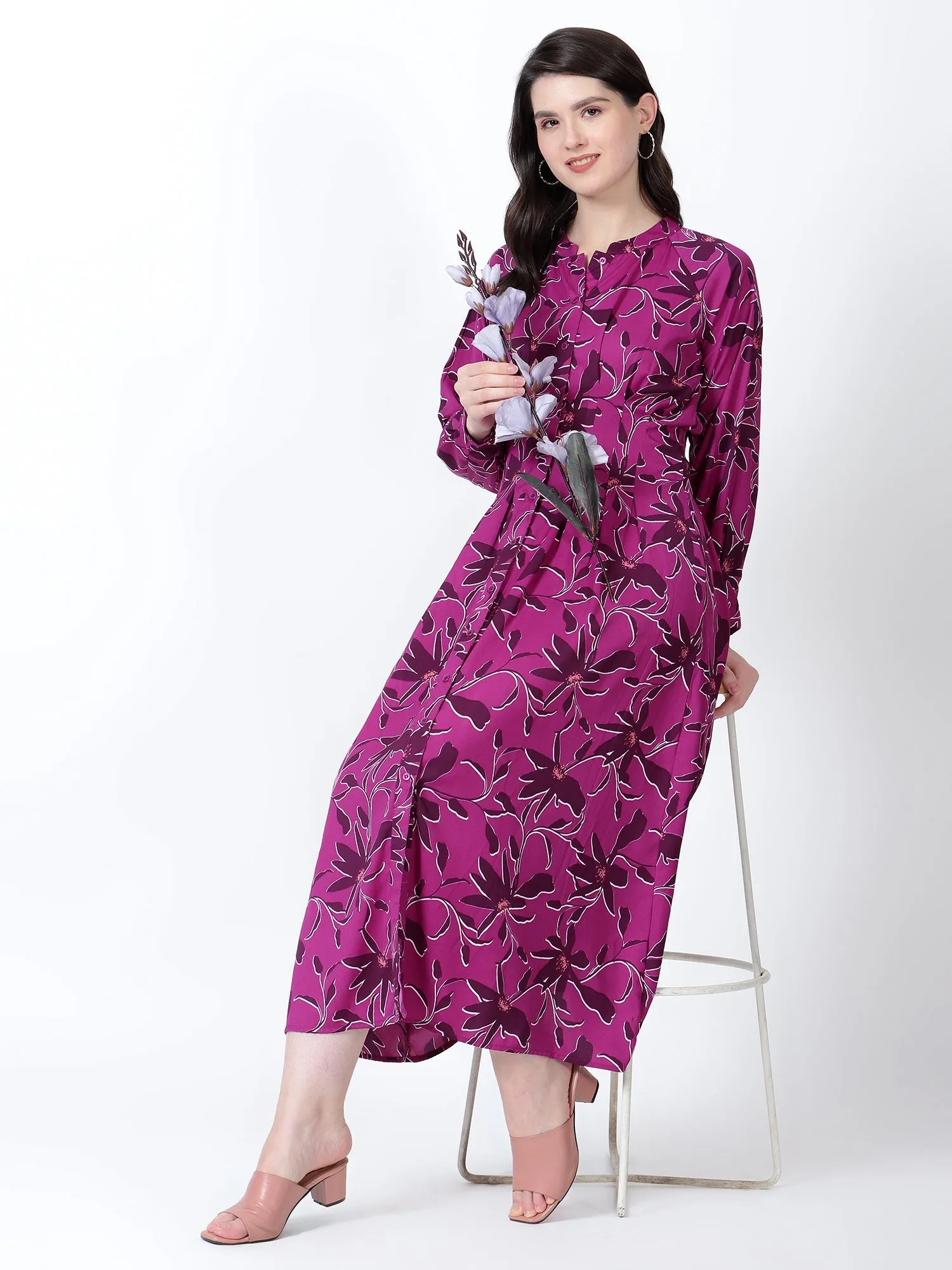 Purple Petal Dream Floral Maxi Dress