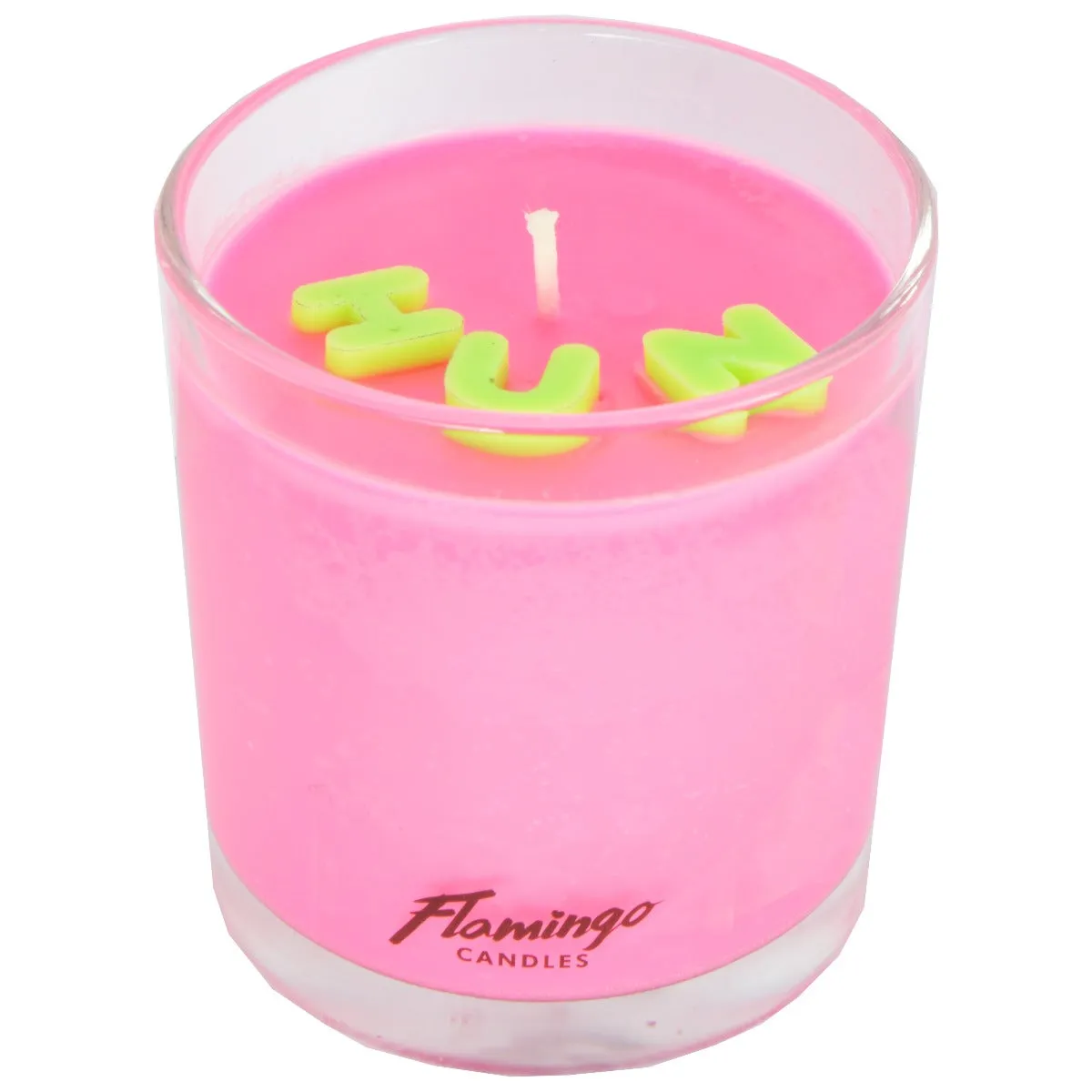 Rainbow Candy Neon Pink Hun Embellished Candle