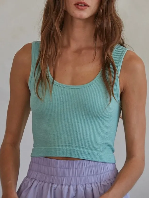 Reversible Crop Tank - Granite Green