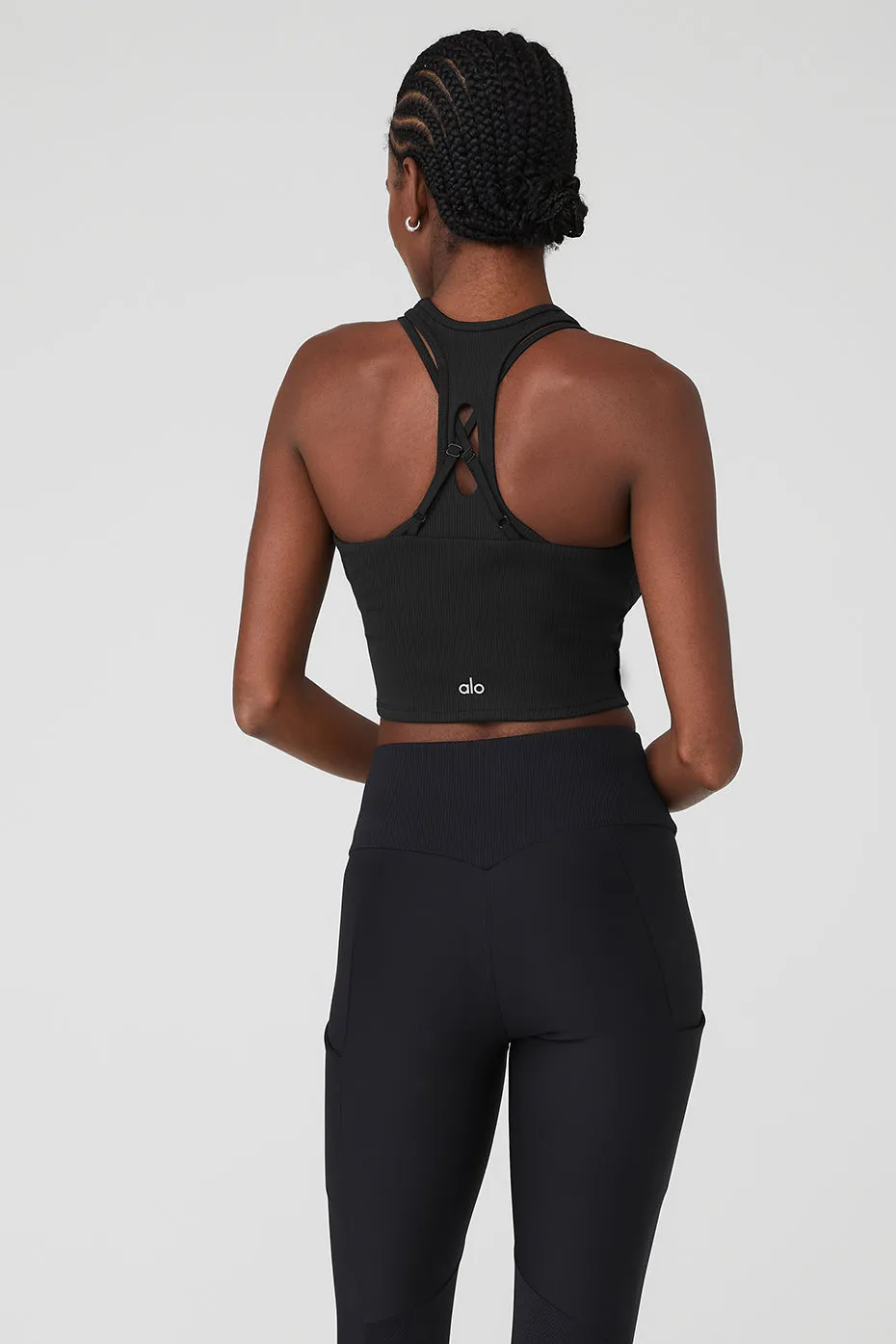 Ribbed Airlift Enchanted Bra Tank - Black
