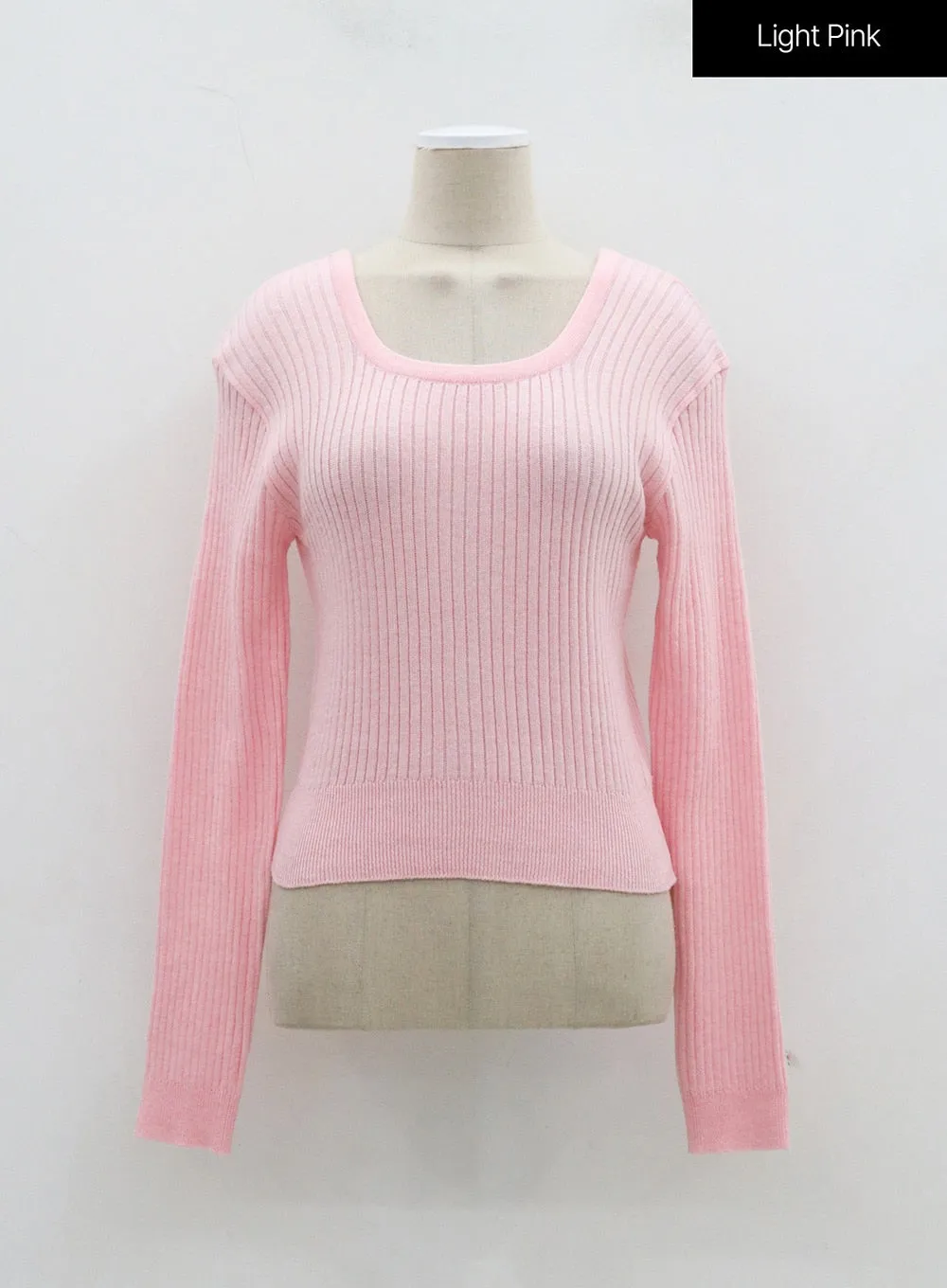 Ribbed Knit Scoop Neck Cropped Top OJ320
