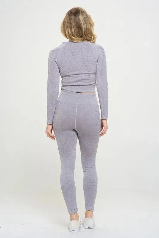 Ribbed Knit Tracksuit Two-Piece Set