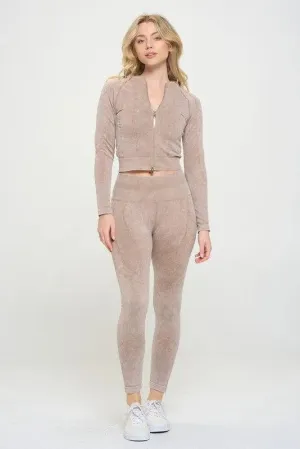 Ribbed Knit Tracksuit Two-Piece Set
