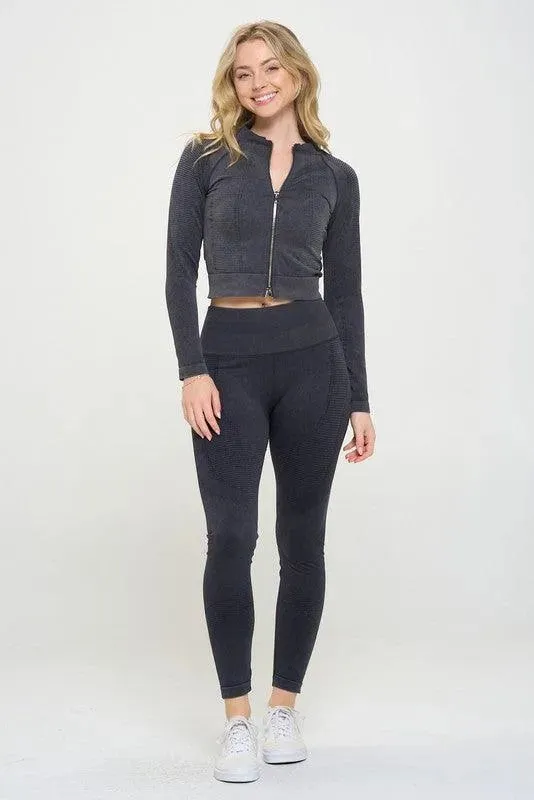 Ribbed Knit Tracksuit Two-Piece Set