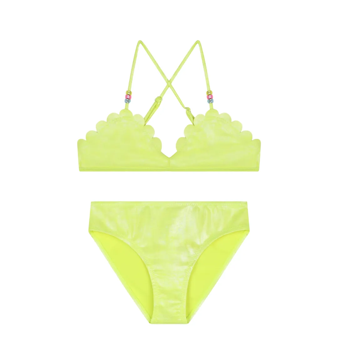 Scalloped Trim Beaded Straps Bikini