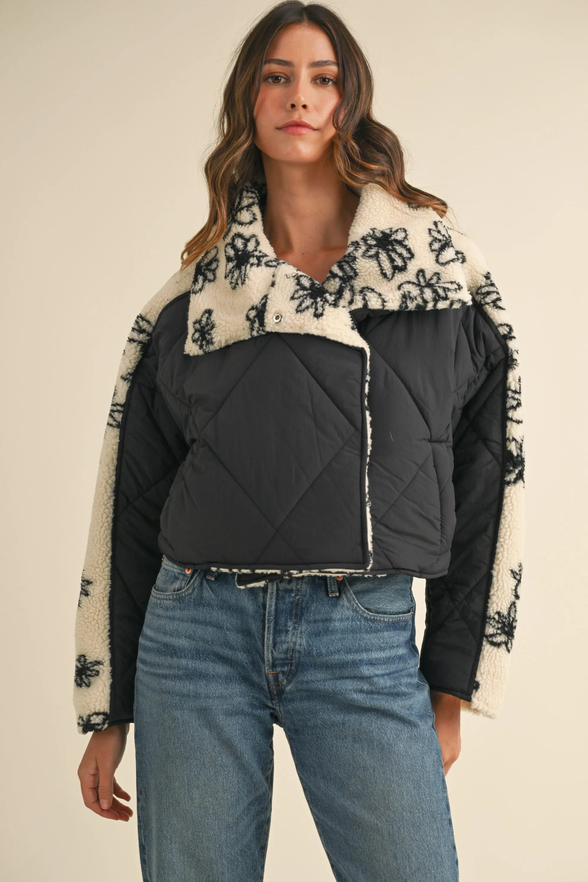 SELMA QUILTED WITH FLUFFY SHEARLING JACKET