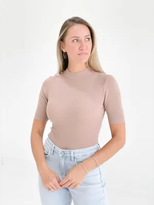 Sessums Mockneck Top - Light Taupe