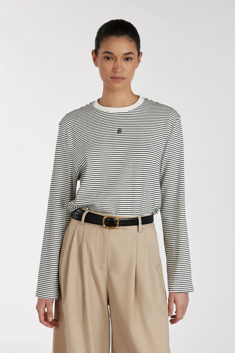 SIGNATURE WHITE STRIPE LONG SLEEVE TEE