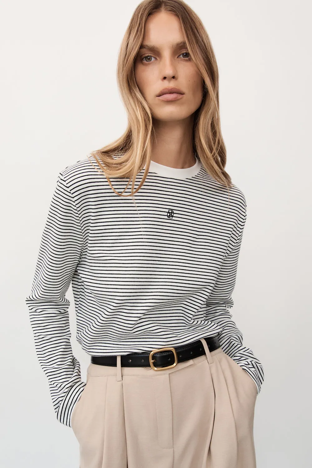 SIGNATURE WHITE STRIPE LONG SLEEVE TEE