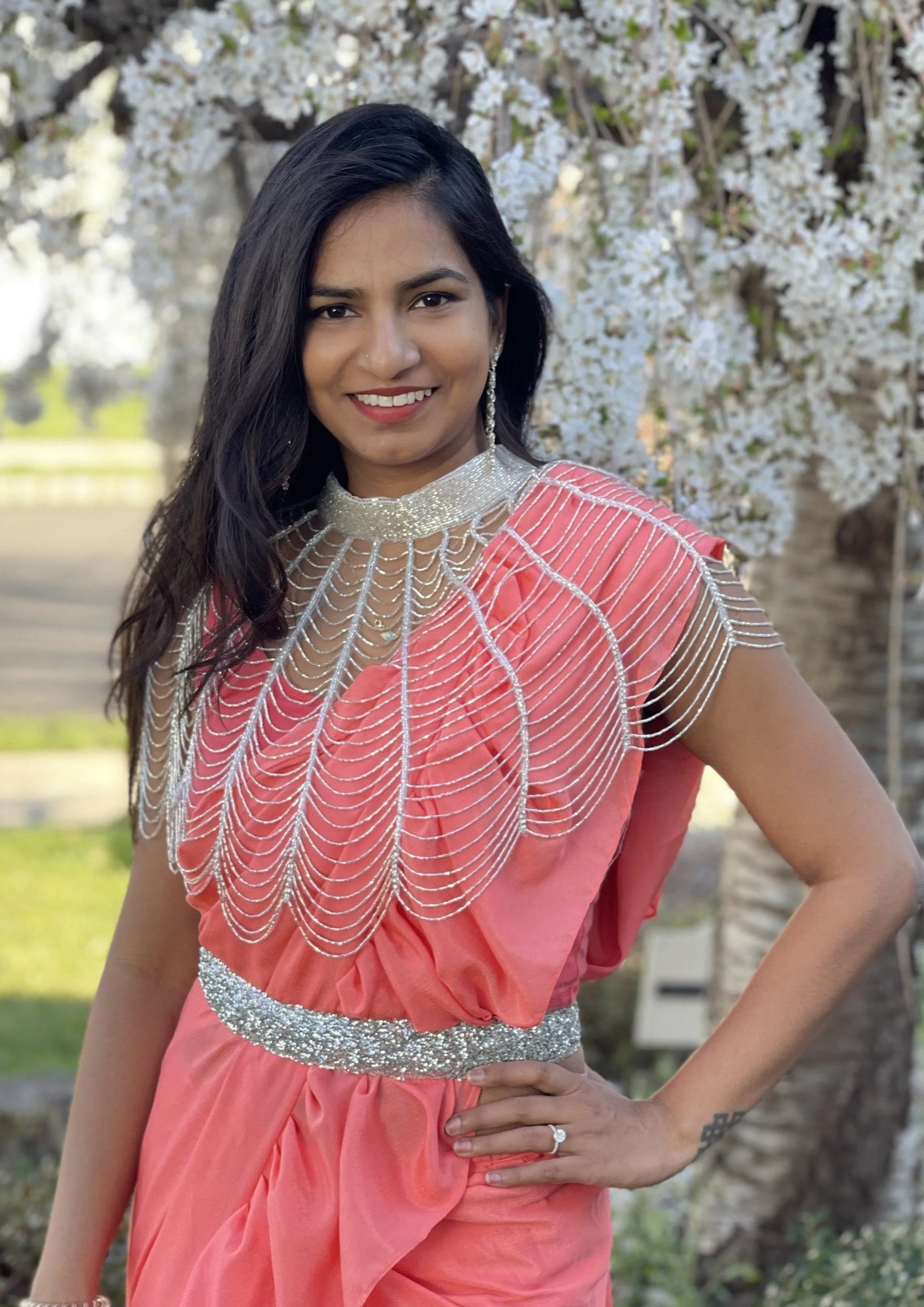 Silver Glass Bead Cape