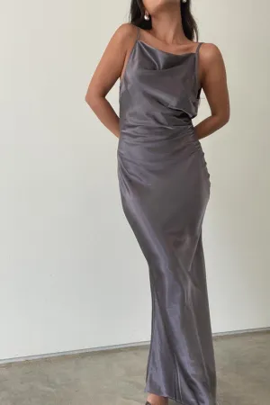 Smithy Satin Cowl Neck Maxi Dress