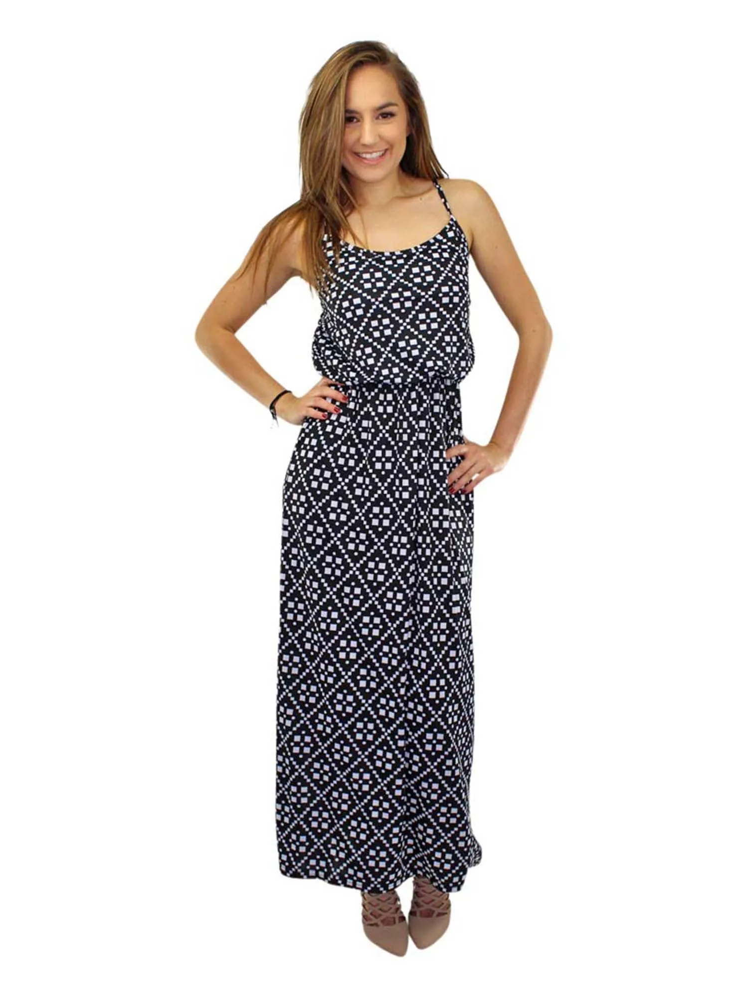 Spaghetti Strap Maxi Sundress With Abstract Print