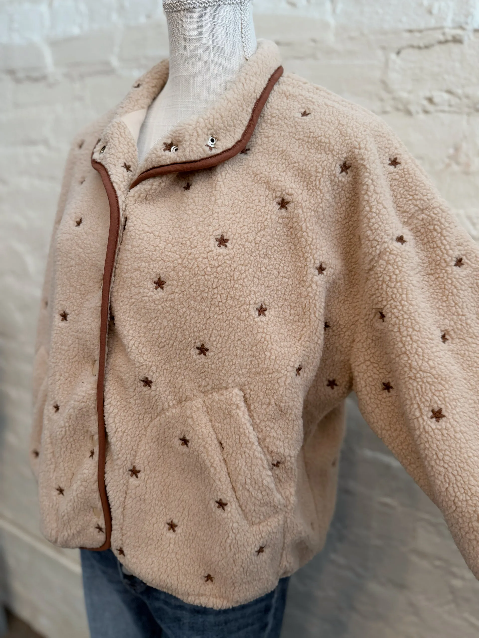 Speckled Embroidered Sherpa Jacket