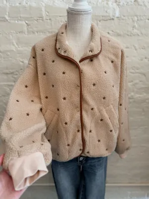 Speckled Embroidered Sherpa Jacket