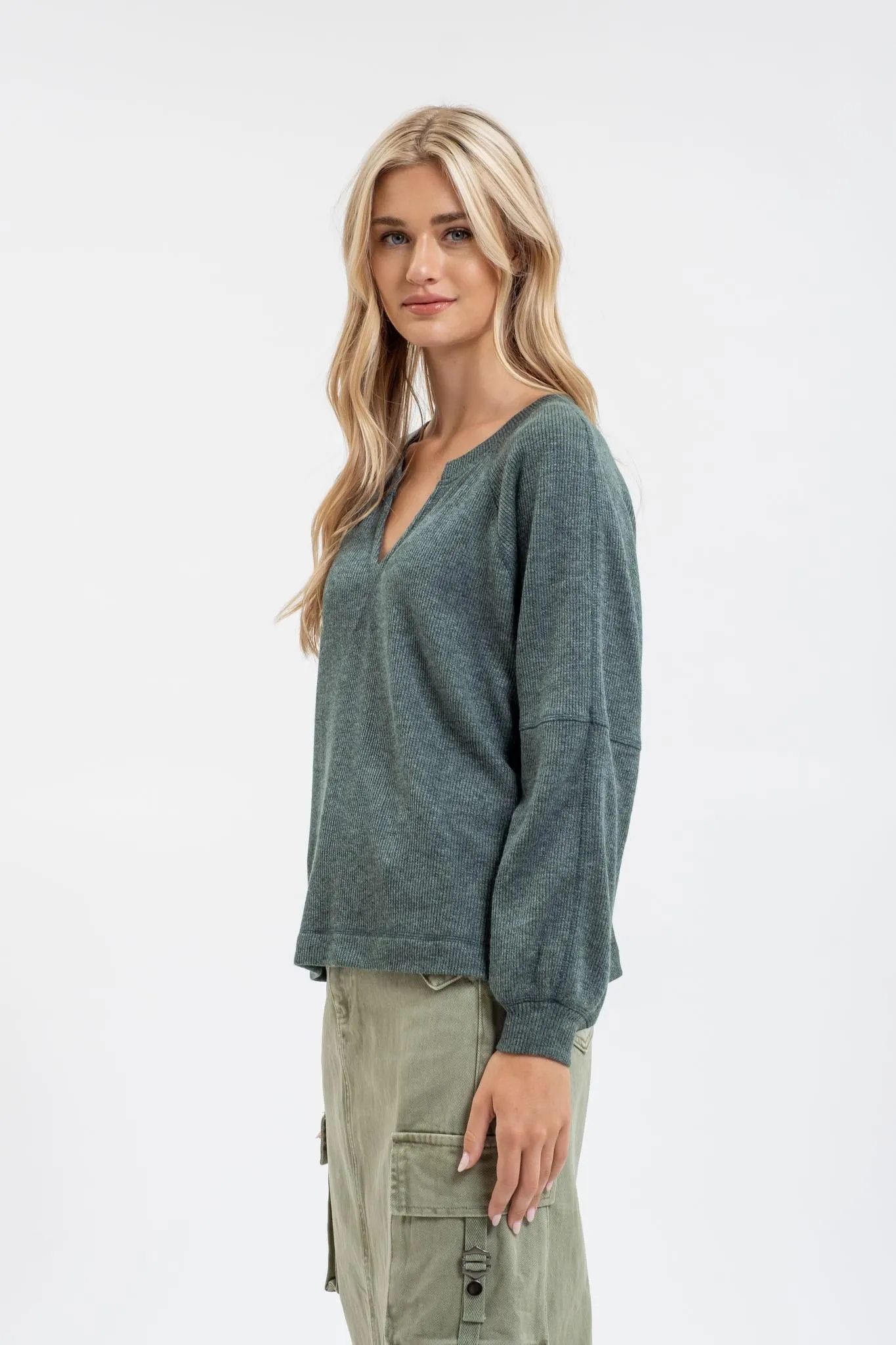 Split Neck Knit Top