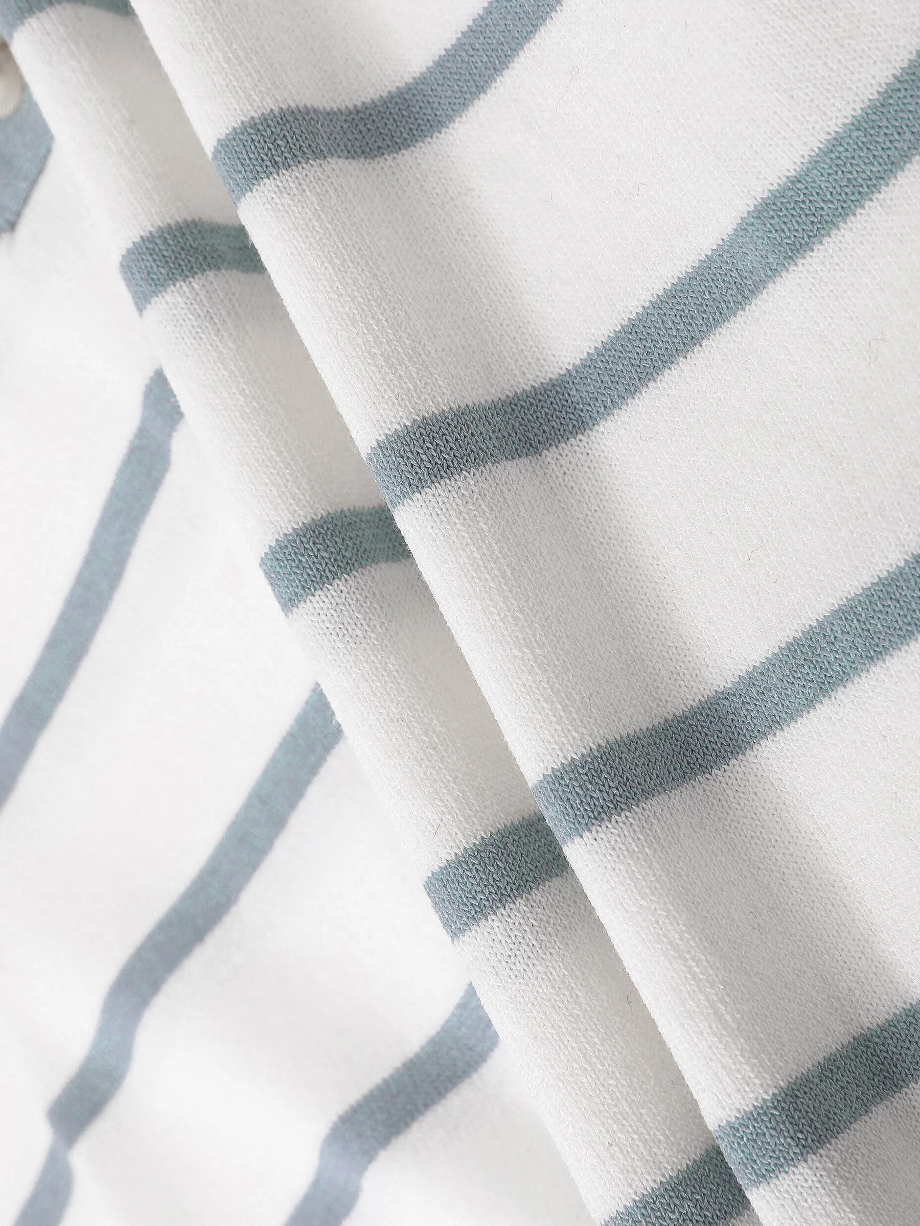 Striped Polo Short Sleeved Knit Pullover