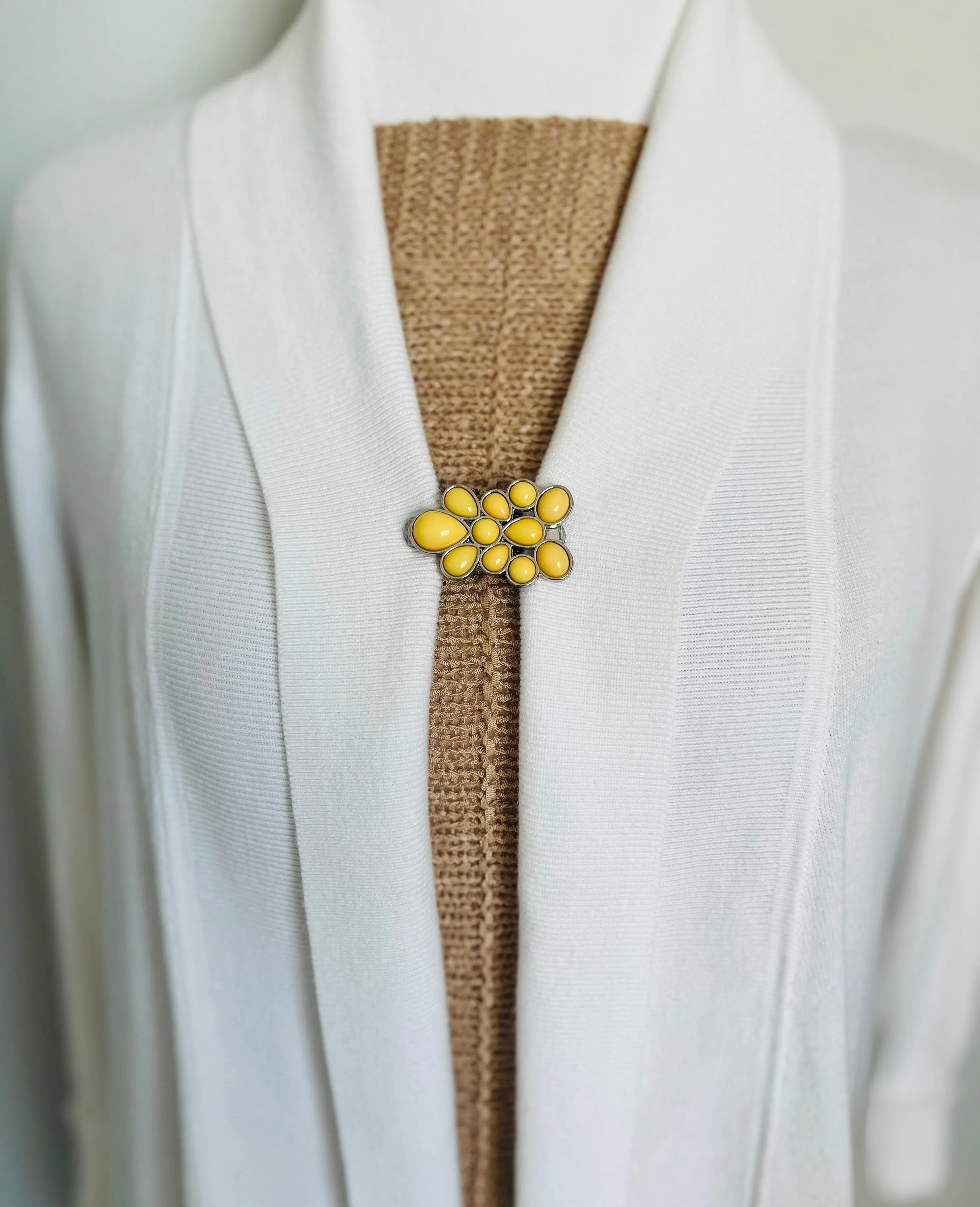 Sweater Clips Retro Yellow Sweater Clip Rhinestone Cardigan Clips for Cloak Clasp Cinch Clip Birthday Gift for mom Gift for Her
