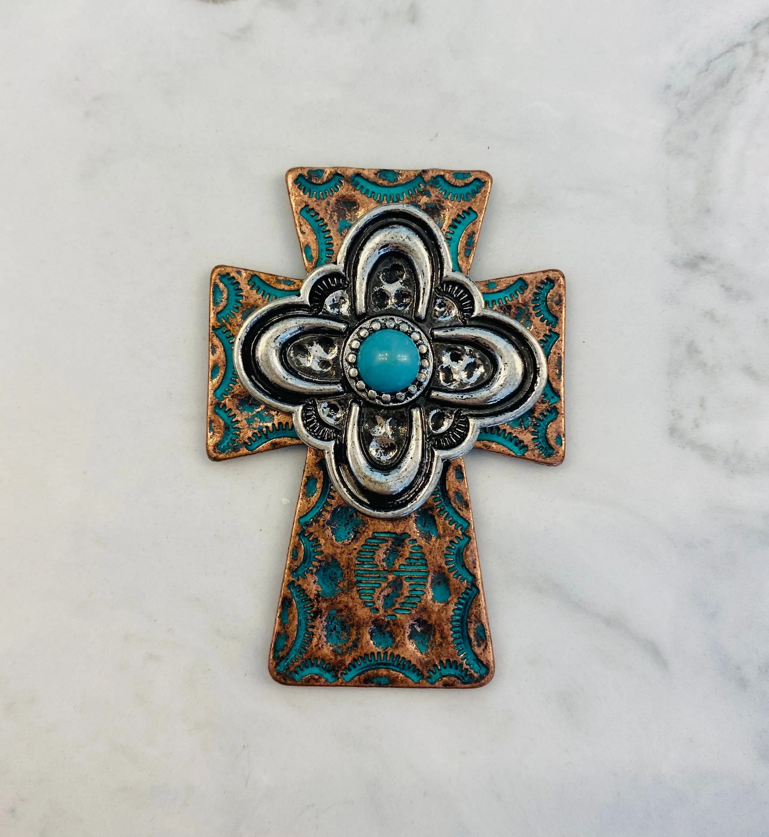 Sweater Clips Vintage Turquoise Gothic Cross Sweater Clip Cardigan Clasp Silver Sweater Guard Shawl Pin Gift Gifts for Her by Fabulici