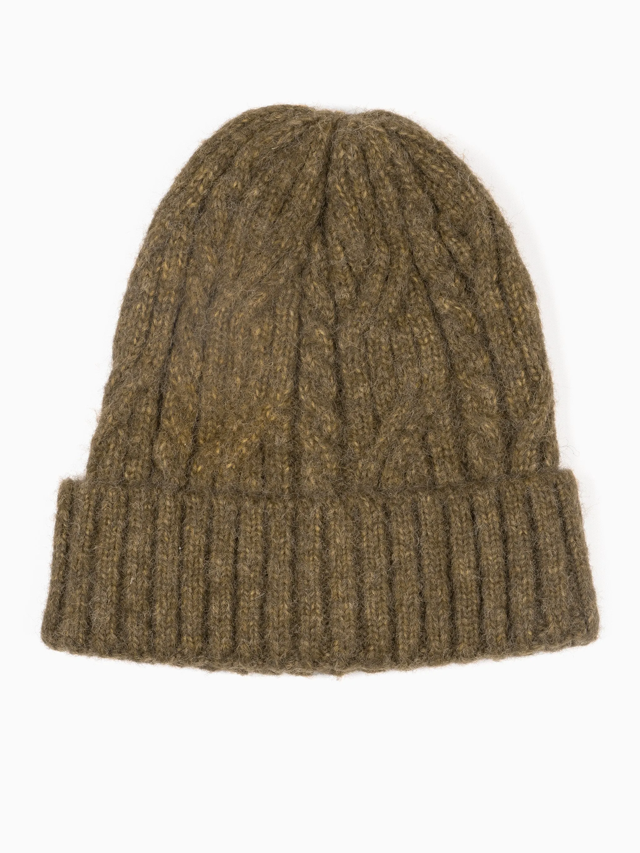 Tatum Beanie Hat - Khaki, Cable Knit