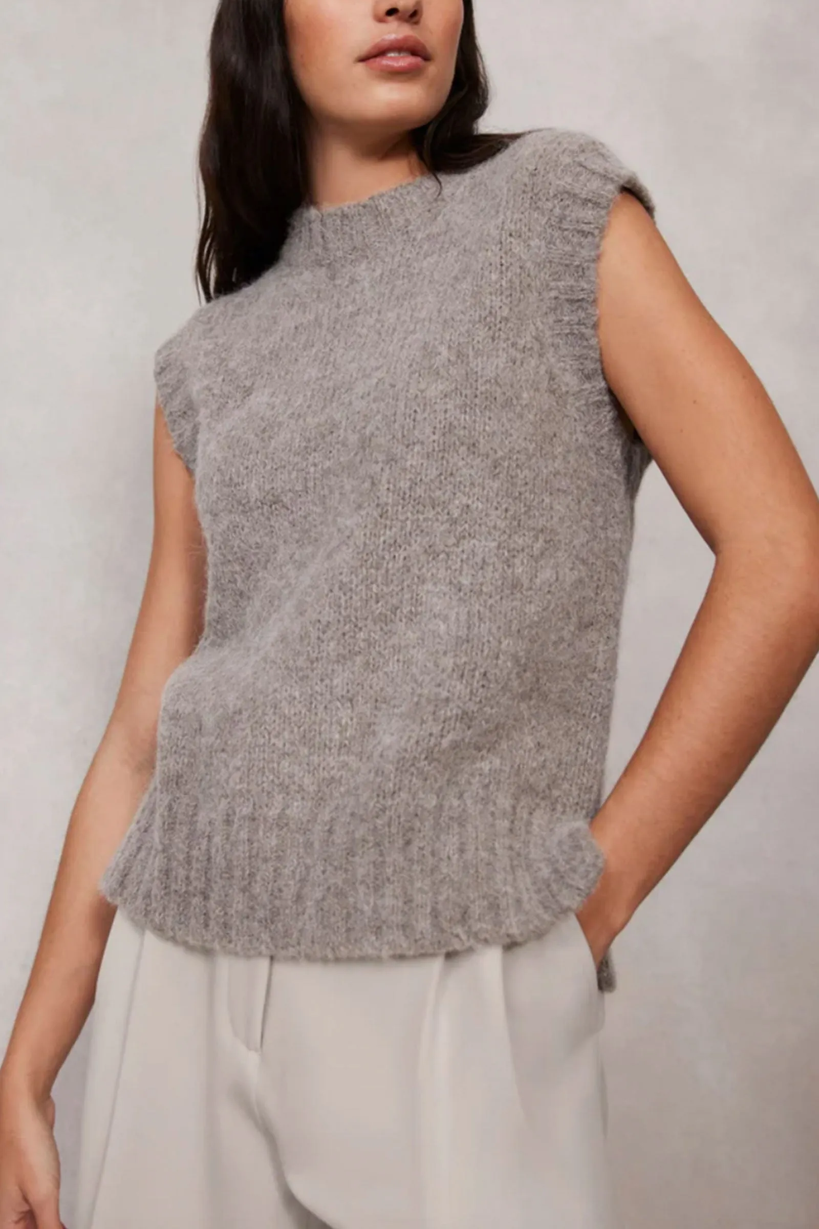Taupe Sleeveless Knit Top