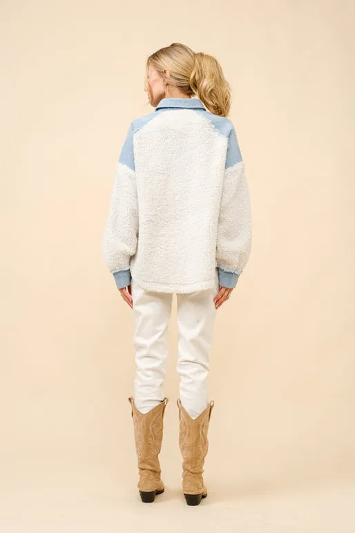 Teddy Denim Sherpa Pullover
