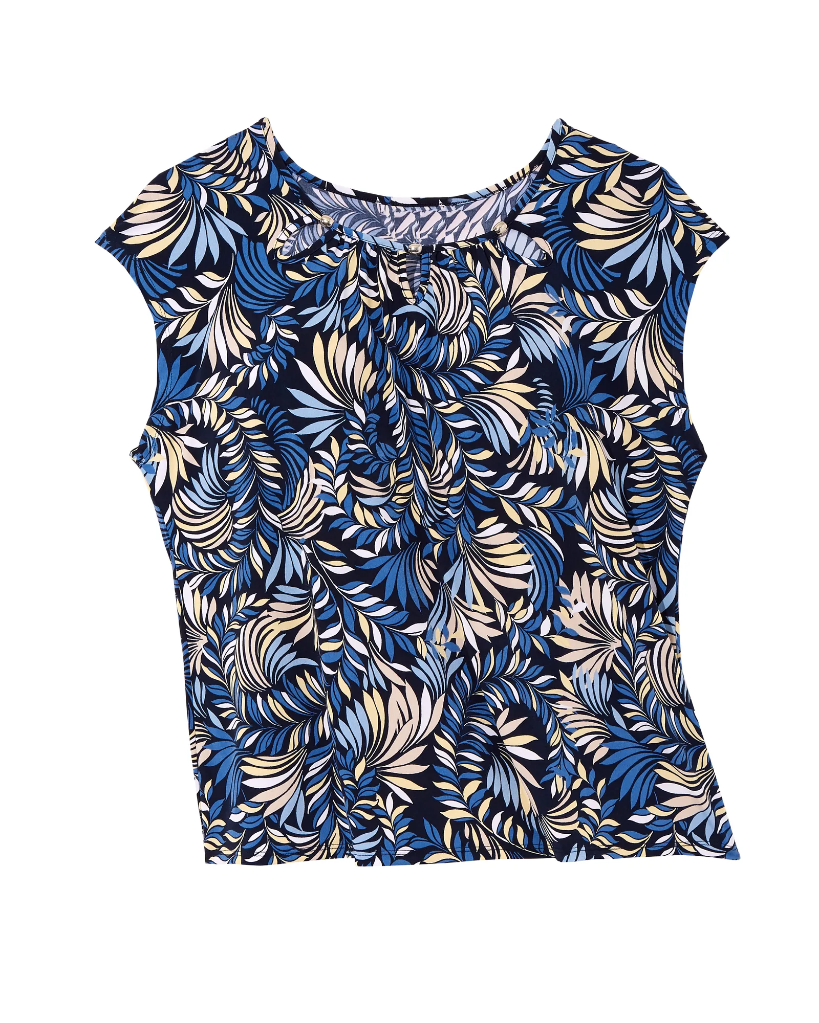 Teresa Scoop Neck Top | Light Blue / Yellow