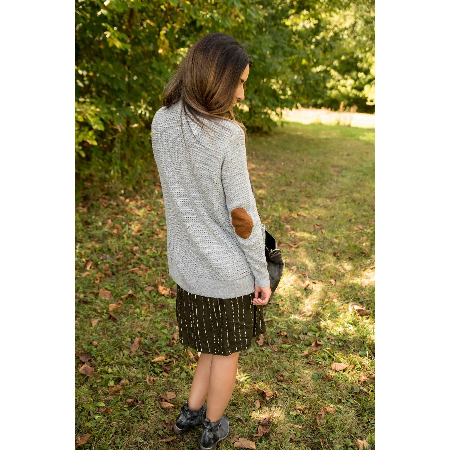 Textured Elbow Patch Cardigan