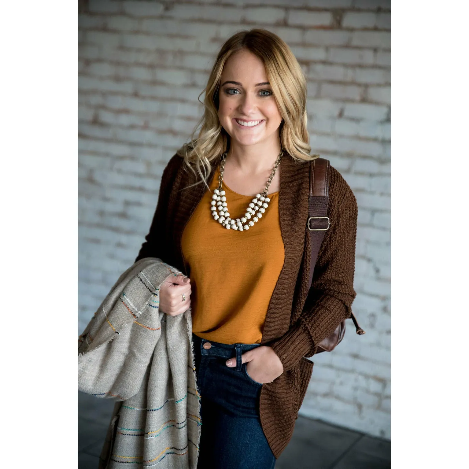 Textured Elbow Patch Cardigan