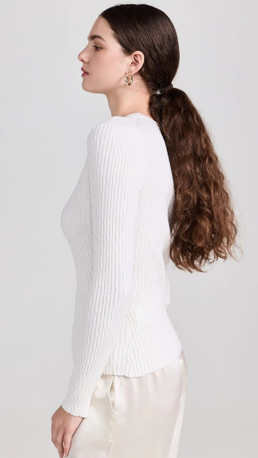 The Cashmere Cotton Pointelle L/S Crew