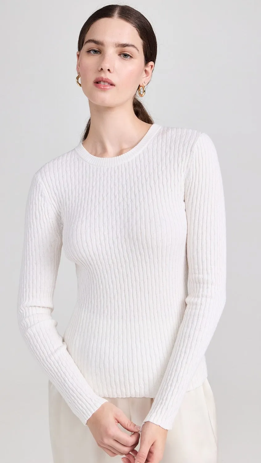 The Cashmere Cotton Pointelle L/S Crew