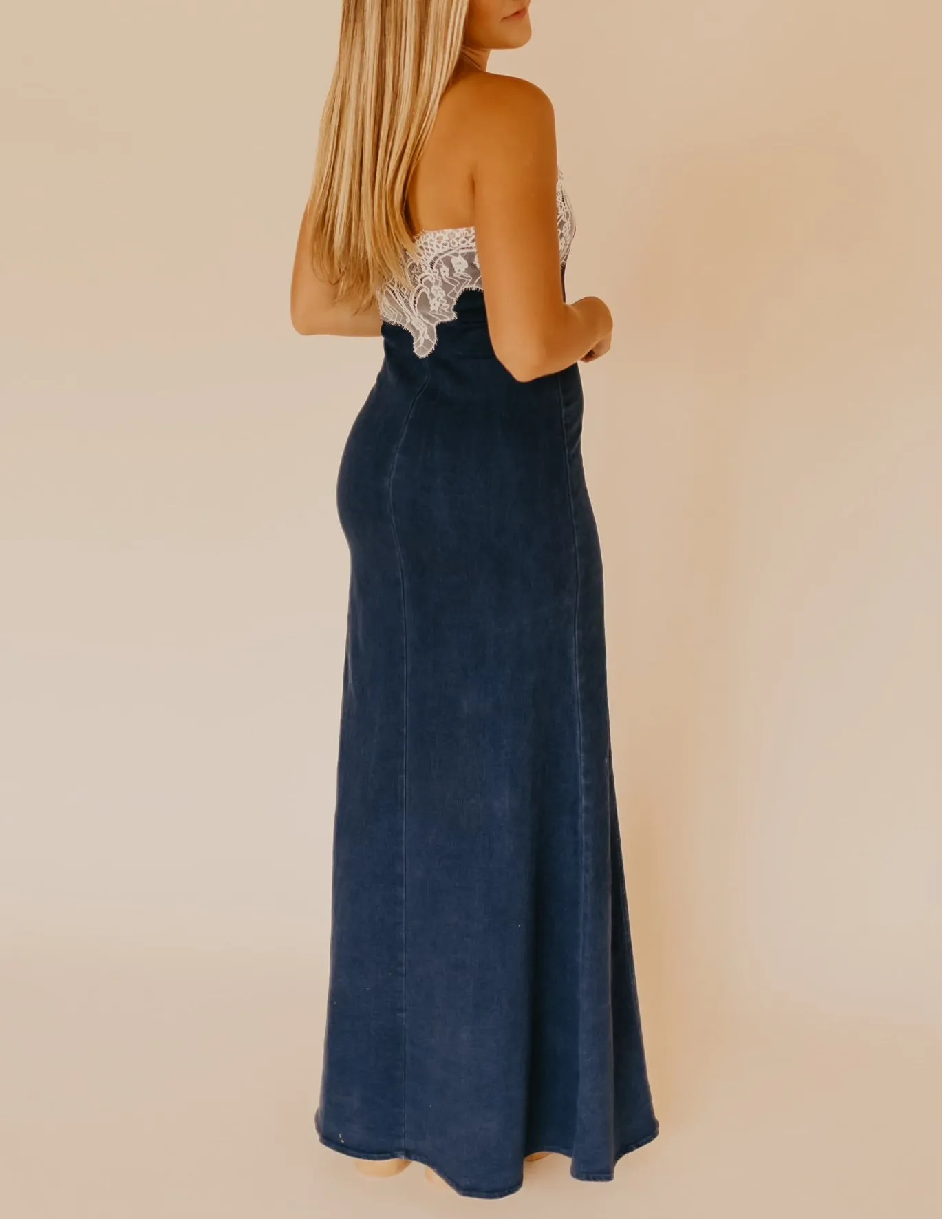 The Lacey Denim Maxi Dress