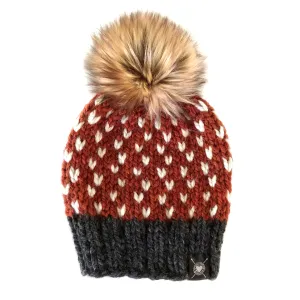Tiny Hearts Faux Fur Beanie in Through the Leaves