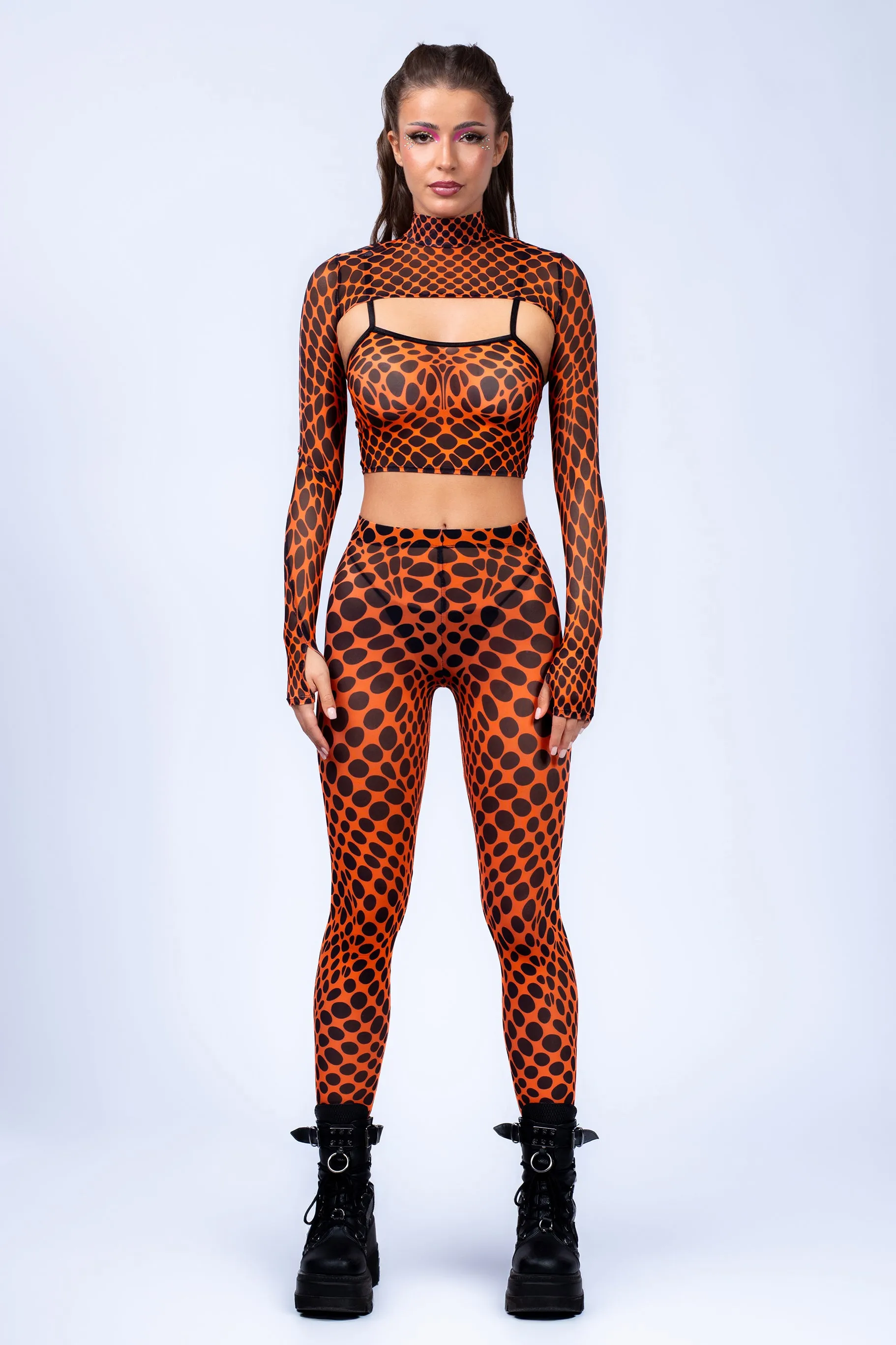 To The Point Mesh 2 Piece Shrug Top