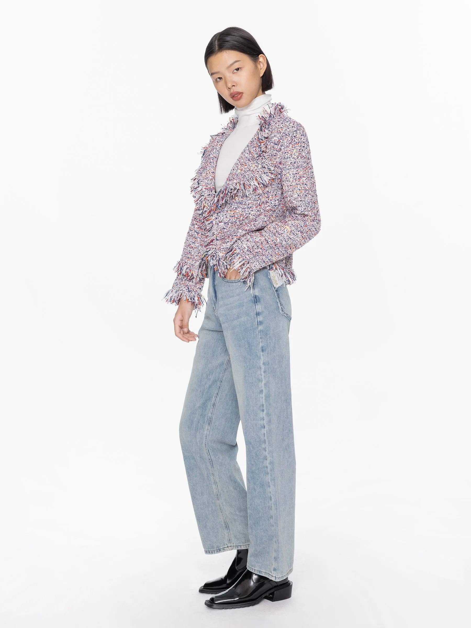 Tweed Fringed Cropped Jacket