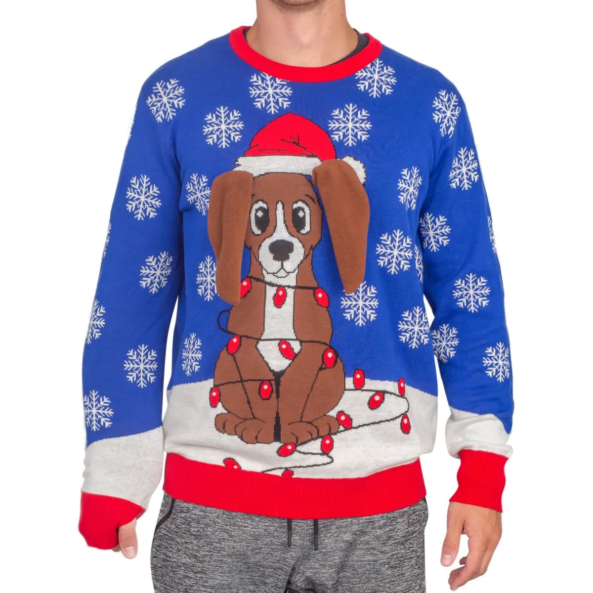 Ugly Christmas Sweater JulesRoche 3D Flappy Dog Ears Animated