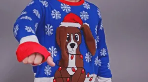 Ugly Christmas Sweater JulesRoche 3D Flappy Dog Ears Animated