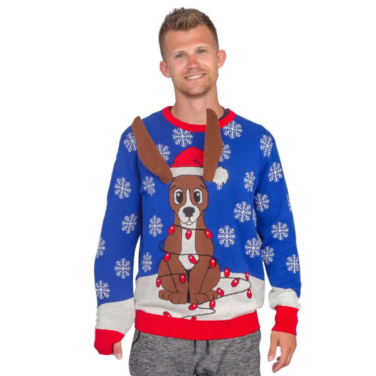 Ugly Christmas Sweater JulesRoche 3D Flappy Dog Ears Animated