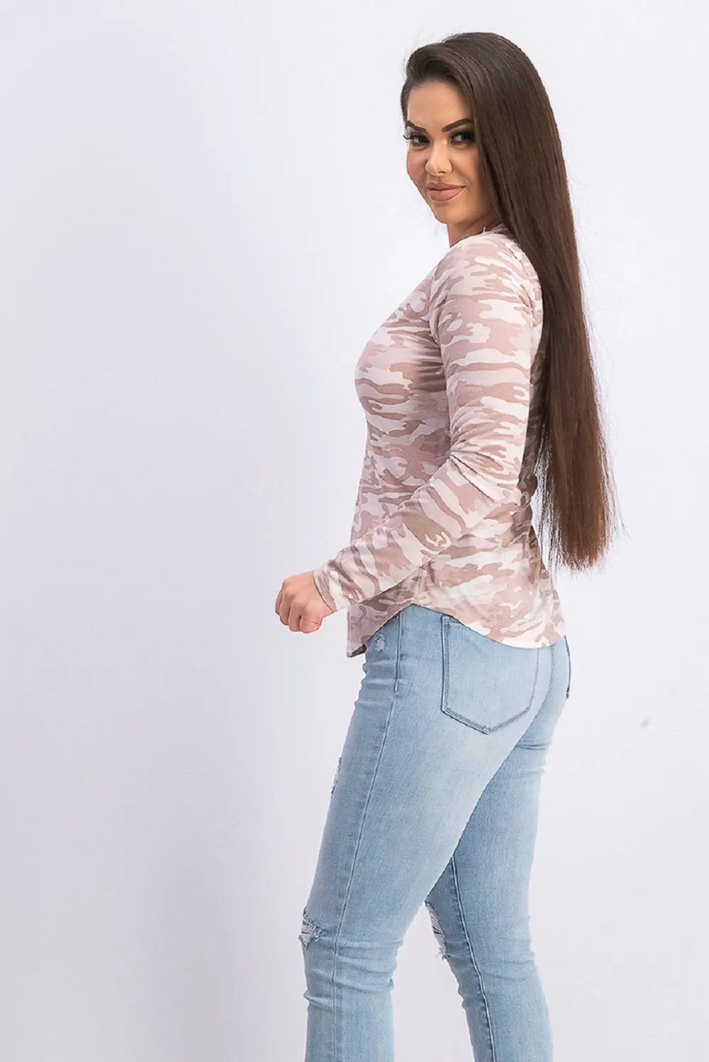 Ultra Flirt Juniors' Long-Sleeved Textured Boyfriend T-Shirt Pink Size Medium