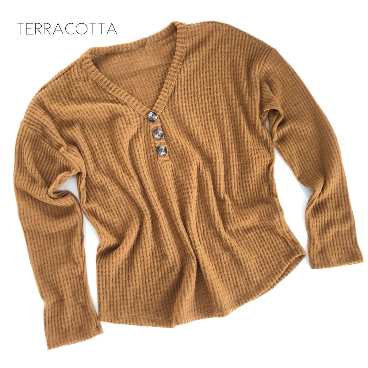 Ultra Soft Button Waffle Top