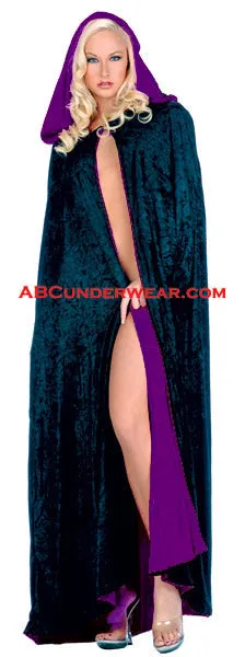 Velvet Full Length Cape With Hood-Reversible